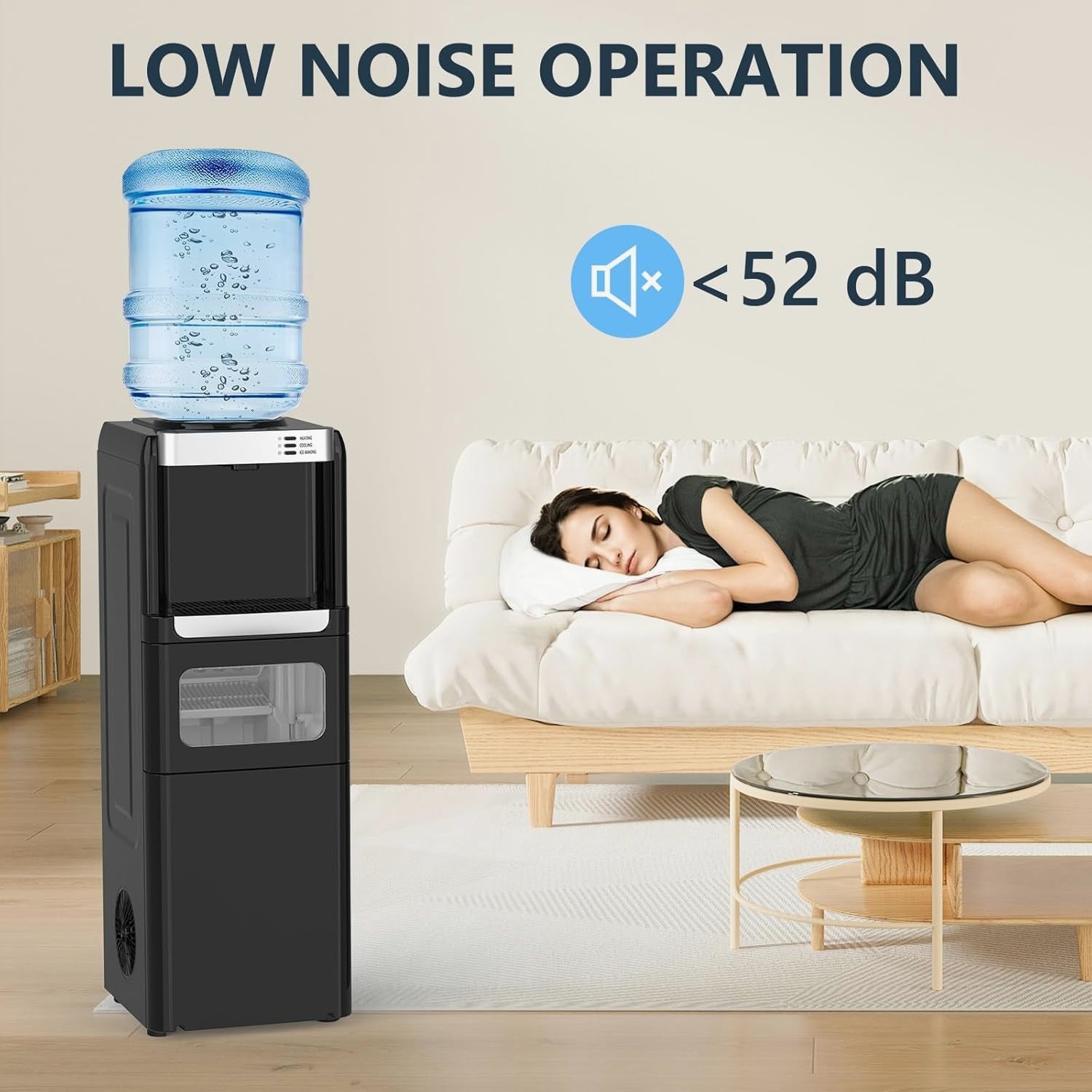 Top Loading 3-in-1 Water Dispenser & Ice Maker, Hot/Cold Water for 5 Gallon Bottle, 33LBS Daily Ice, Child Lock