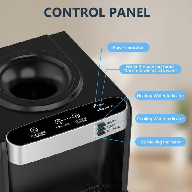 Top Loading 3-in-1 Water Dispenser & Ice Maker, Hot/Cold Water for 5 Gallon Bottle, 33LBS Daily Ice, Child Lock