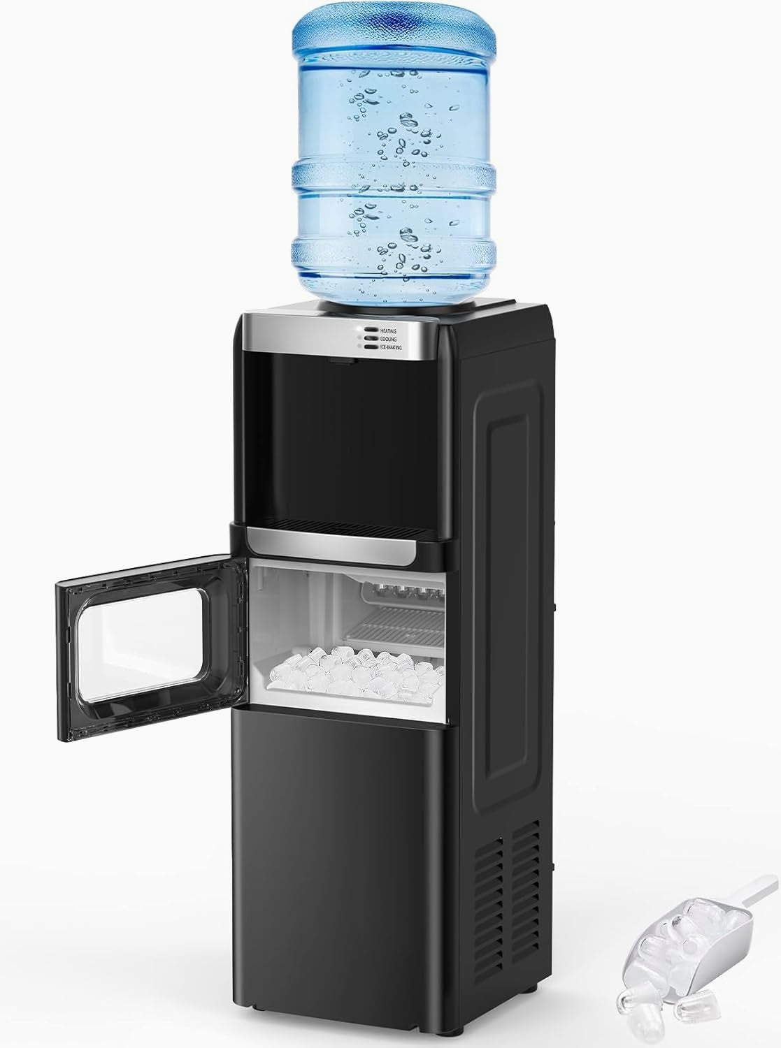 Top Loading 3-in-1 Water Dispenser & Ice Maker, Hot/Cold Water for 5 Gallon Bottle, 33LBS Daily Ice, Child Lock