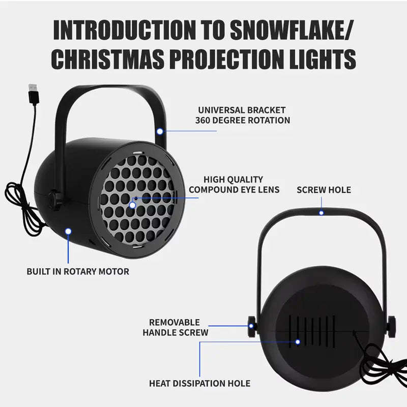 Christmas LED Projector Light — 16 Dynamic Patterns, USB Powered