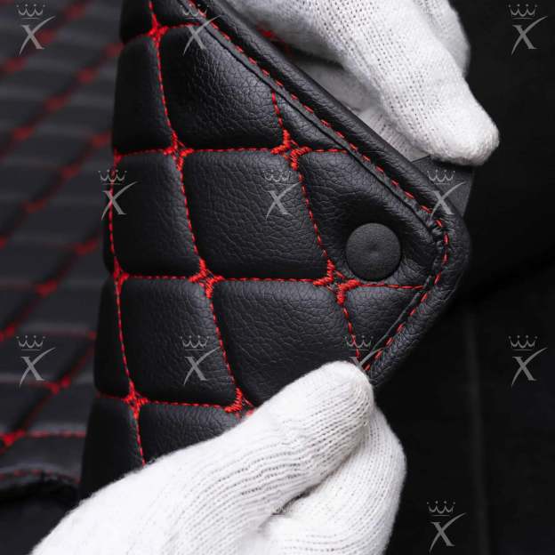 Black & Beige Stitching Diamond & Black Carpet | Double Layer Luxury Car Mats Set