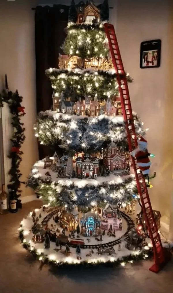 🎅Ferris Wheel Christmas Tree (With A Train, A Ferris Wheel, A Brightly Lit House And A Santa)🎄