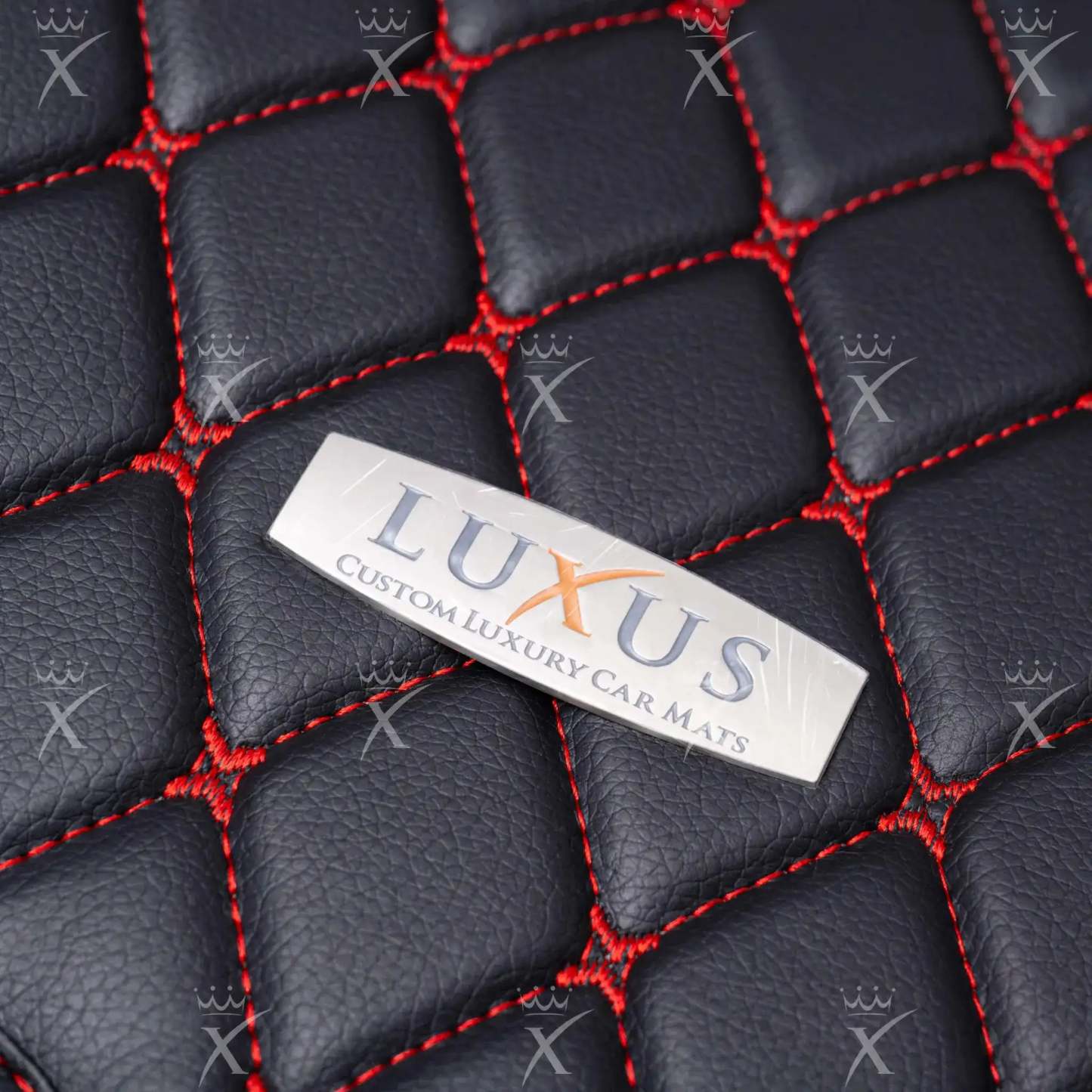 Black & Beige Stitching Diamond & Black Carpet | Double Layer Luxury Car Mats Set