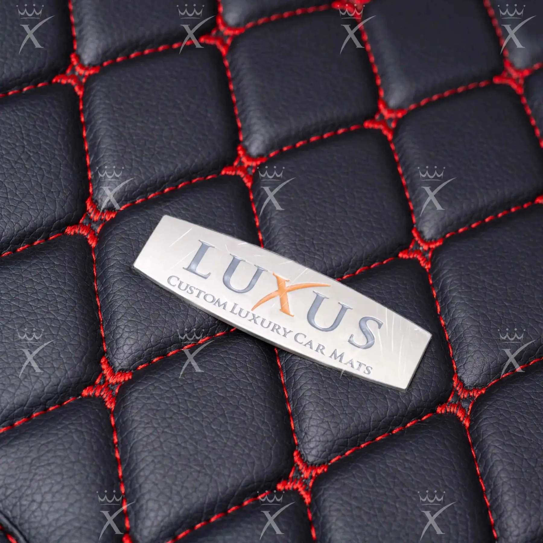 Black & Beige Stitching Diamond & Black Carpet | Double Layer Luxury Car Mats Set