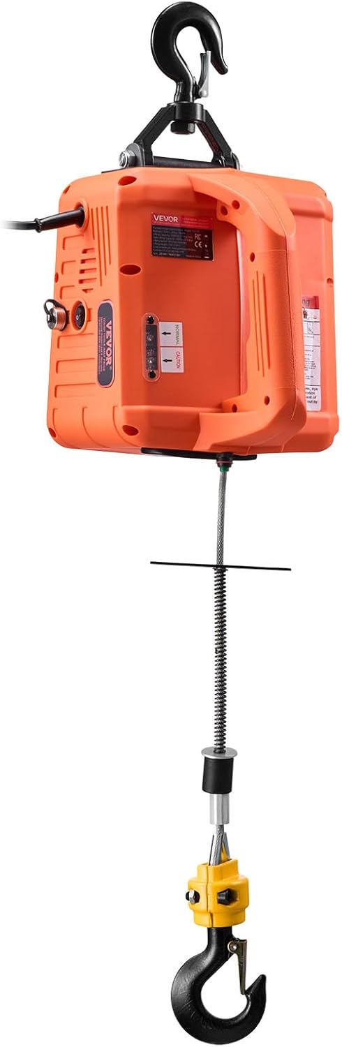 VEVOR 3-in-1 Electric Hoist Winch, 1550 lbs Capacity, 1500W Portable Power Winch Crane, 25 ft Lifting Height, 16.4 ft/min with Manual, Wired and Wireless Remote Control for Factory, Warehouss, Garage