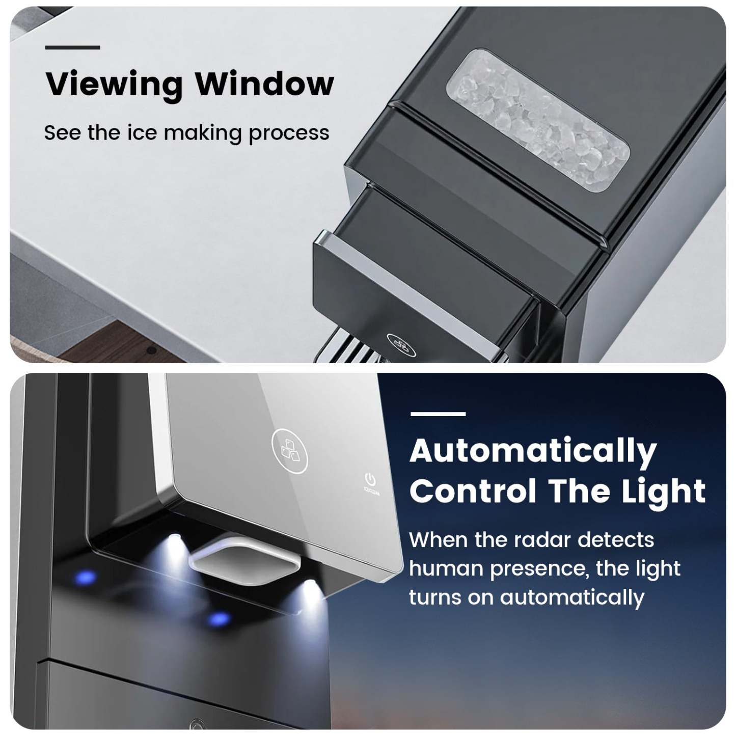 Electactic Pellets Ice Maker – 33 lbs ice capacity in 24 hours, self-cleaning, 1.8L water tank