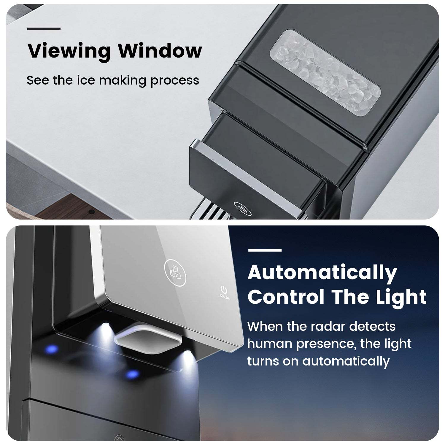 Electactic Pellets Ice Maker – 33 lbs ice capacity in 24 hours, self-cleaning, 1.8L water tank