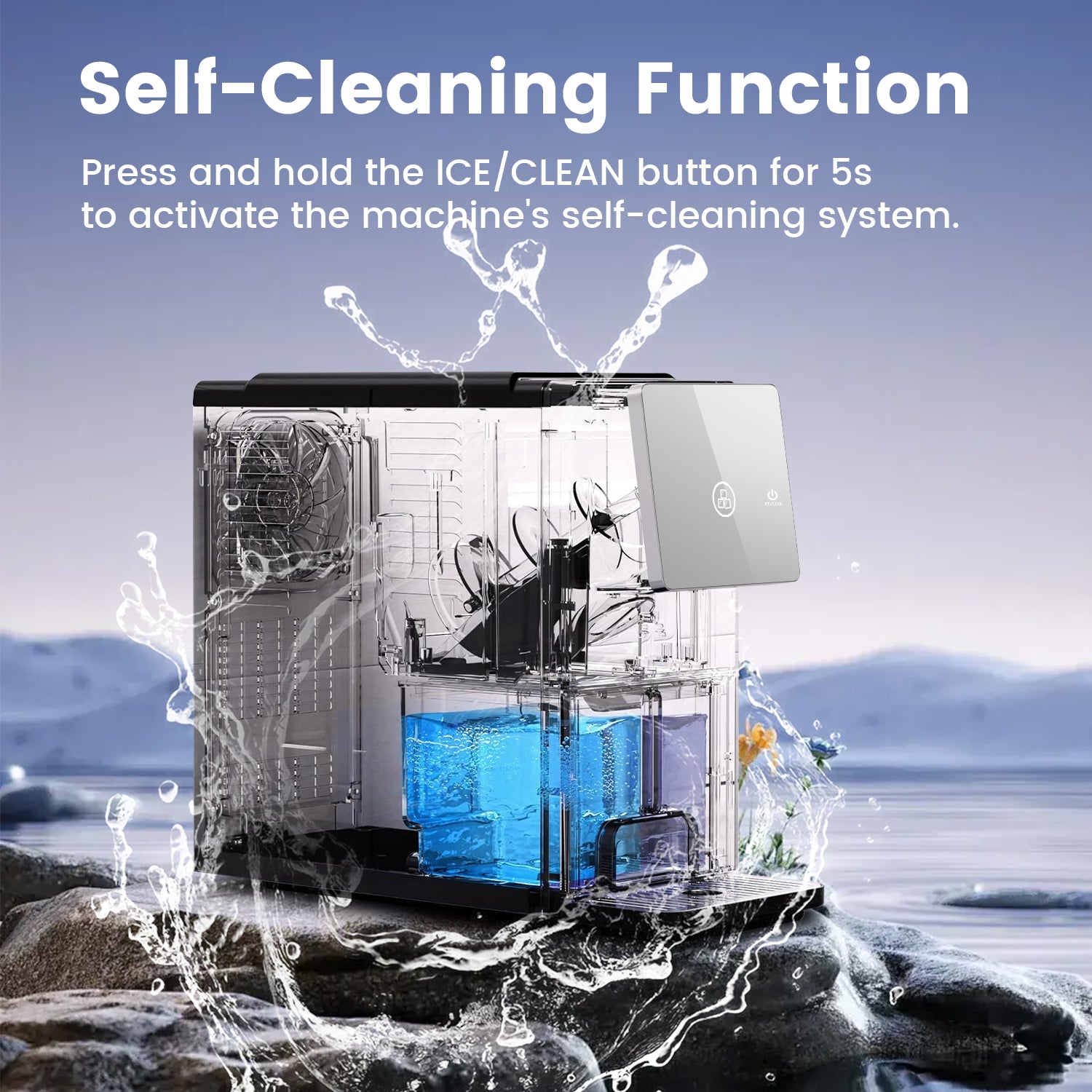 Electactic Pellets Ice Maker – 33 lbs ice capacity in 24 hours, self-cleaning, 1.8L water tank