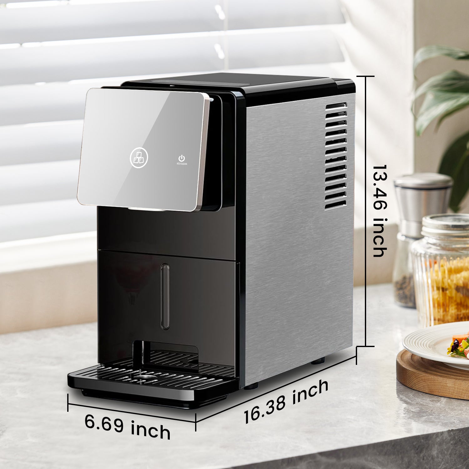 Electactic Pellets Ice Maker – 33 lbs ice capacity in 24 hours, self-cleaning, 1.8L water tank