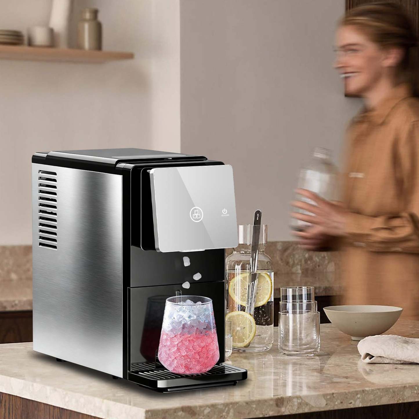 Electactic Pellets Ice Maker – 33 lbs ice capacity in 24 hours, self-cleaning, 1.8L water tank