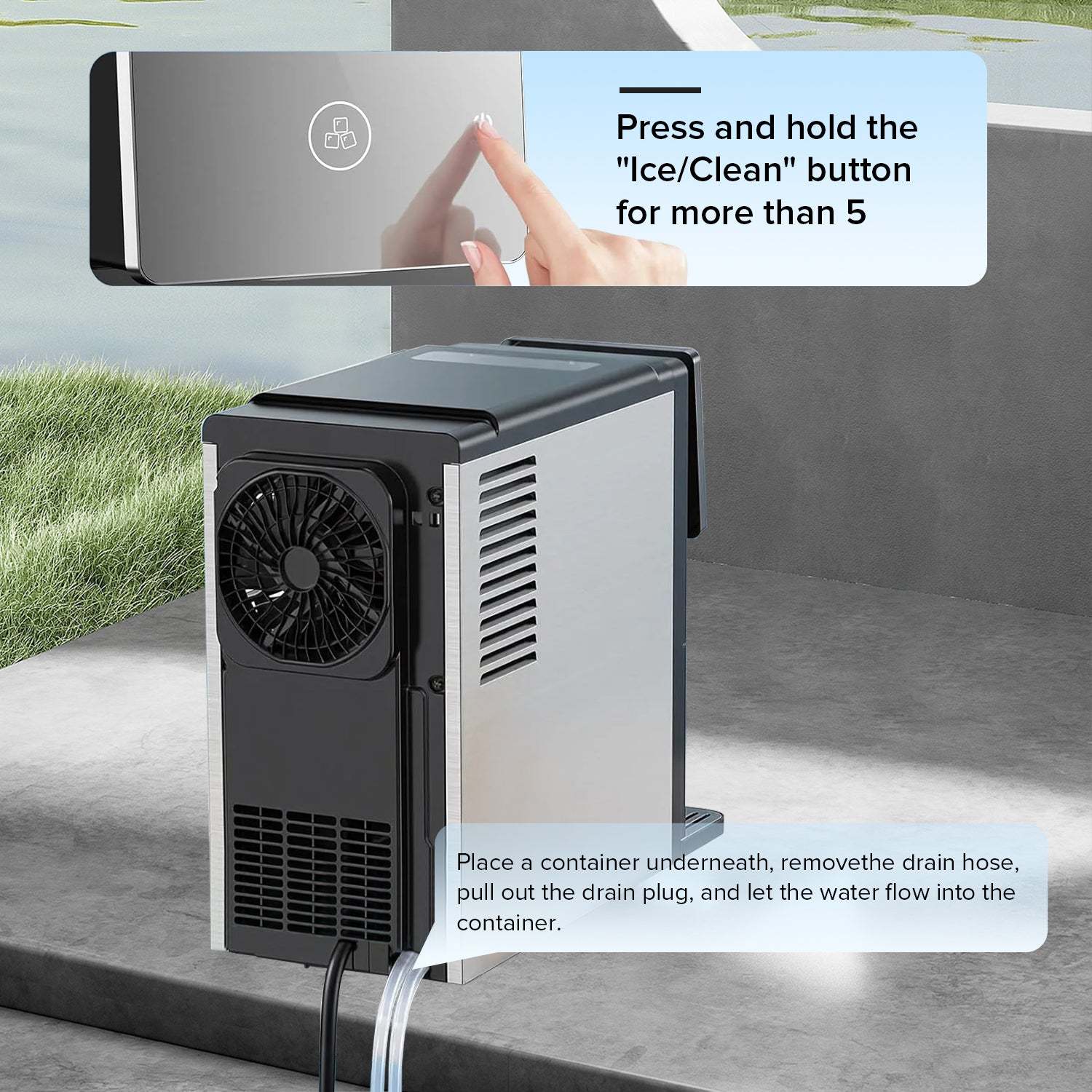 Electactic Pellets Ice Maker – 33 lbs ice capacity in 24 hours, self-cleaning, 1.8L water tank