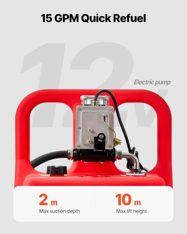 VEVOR Fuel Caddy, 32 Gallon, Portable Fuel Tank with 12V DC 15 GPM Electric Fuel Transfer Pump, 13 ft Delivery Hose & Aluminum Alloy Manual Nozzle, Gas Caddy for Motorboats, ATVs, Diesel & Gasoline