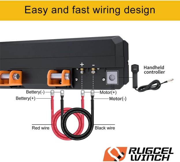 RUGCEL WINCH Portable Winch 12V DC Electric Utility winch,4500lb/2041kg Single Line Pull with Steel Mounting Plate, Integrated Hawse Fairlead and Synthetic Rope,Infrared remote control,atv utv winch