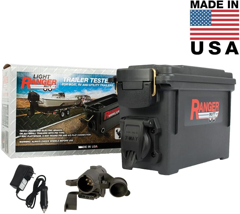 Innovative Products of America Light Ranger MUTT: USA Made Universal Portable and Water-Resistant Trailer Light Tester with 7-Way Spade Pin Style with Adapter