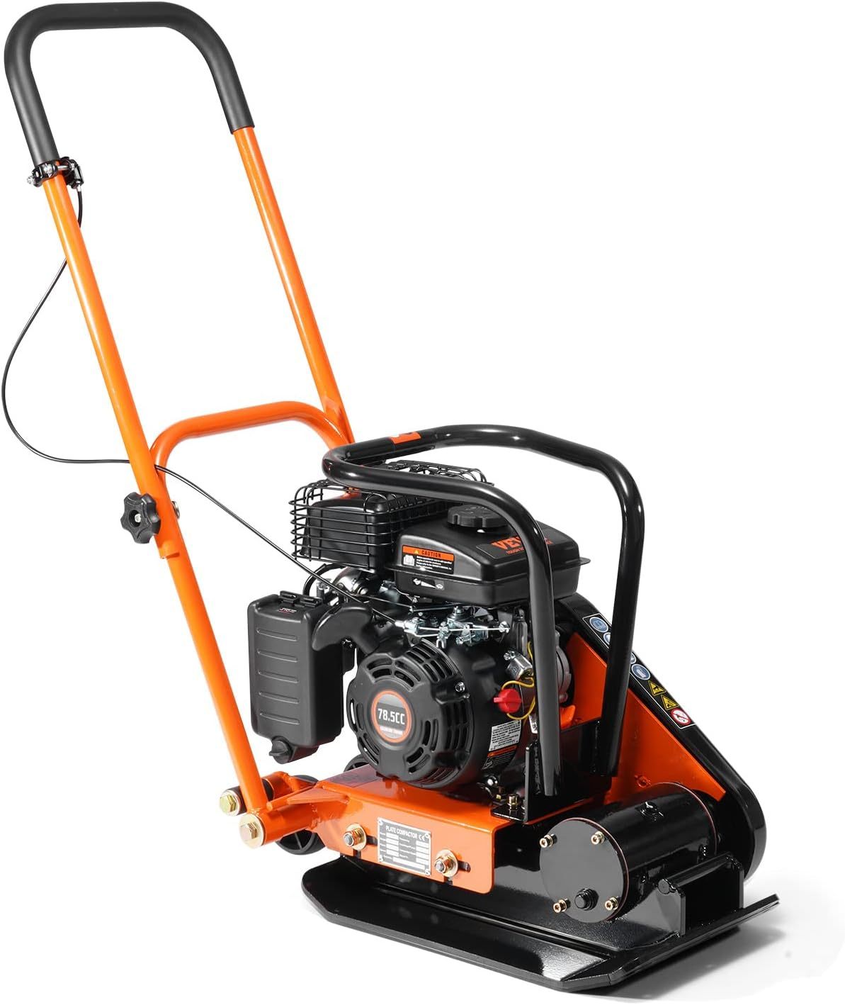 VEVOR 6.5HP Plate Compactor, 196CC Gas Engine, 2360 lbs Vibratory Compaction Tamper, 22.1x15.9 in Plate Power Jumping Jack Tamper, 5600 VPM Pavement Compactor for Walkways, Asphalts, Paver Landscaping