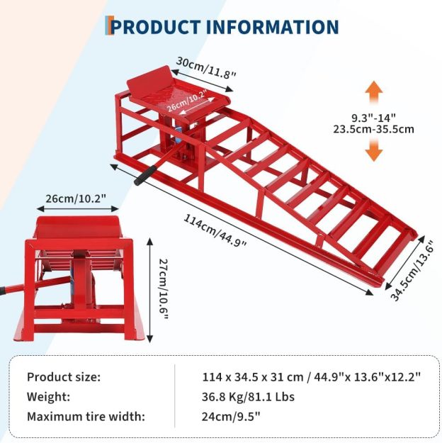 2 Pack Hydraulic Car and Truck Service Ramps,Low Profile Car Lift Service Ramps for Oil Changes,11000 Lbs (5 Tons), Adjustable Lift Height 9.8" to 16.21", Home Garage,Vehicle Auto Garage