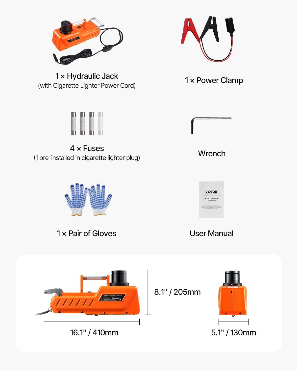 VEVOR Electric Car Jack,Hydraulic Jack Lift with Electric Impact Wrench, Built-in Inflatable Pump, and LED Light for SUV MPV Sedan Truck Change Tires