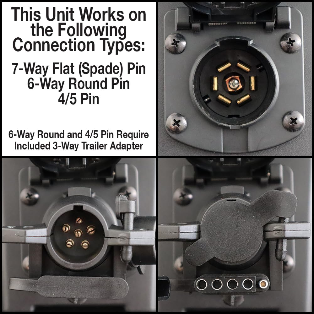 Innovative Products of America Light Ranger MUTT: USA Made Universal Portable and Water-Resistant Trailer Light Tester with 7-Way Spade Pin Style with Adapter