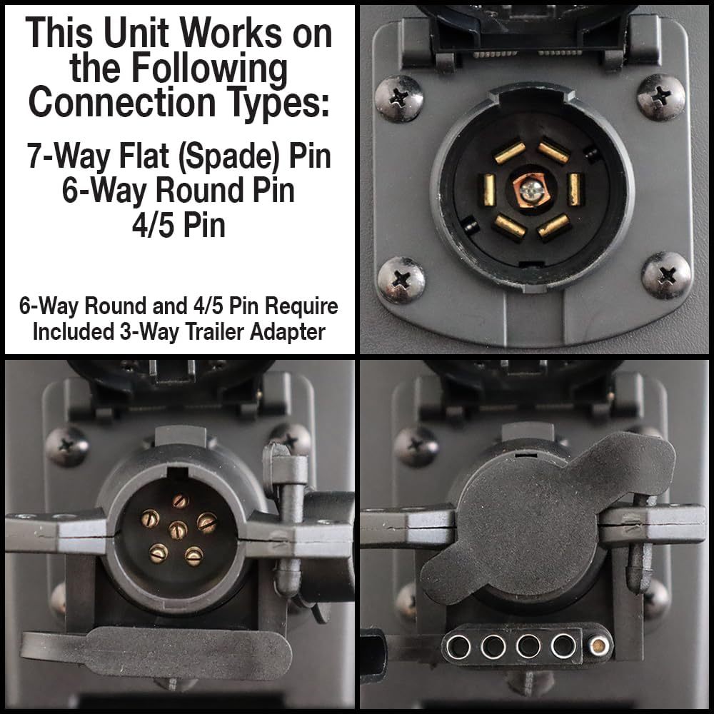 Innovative Products of America Light Ranger MUTT: USA Made Universal Portable and Water-Resistant Trailer Light Tester with 7-Way Spade Pin Style with Adapter