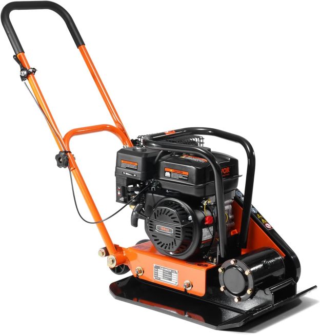 VEVOR 6.5HP Plate Compactor, 196CC Gas Engine, 2360 lbs Vibratory Compaction Tamper, 22.1x15.9 in Plate Power Jumping Jack Tamper, 5600 VPM Pavement Compactor for Walkways, Asphalts, Paver Landscaping