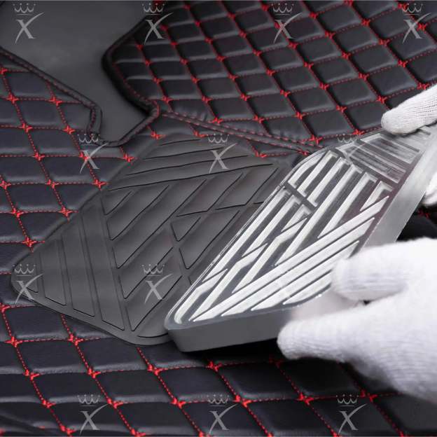 Black & Beige Stitching Diamond & Black Carpet | Double Layer Luxury Car Mats Set