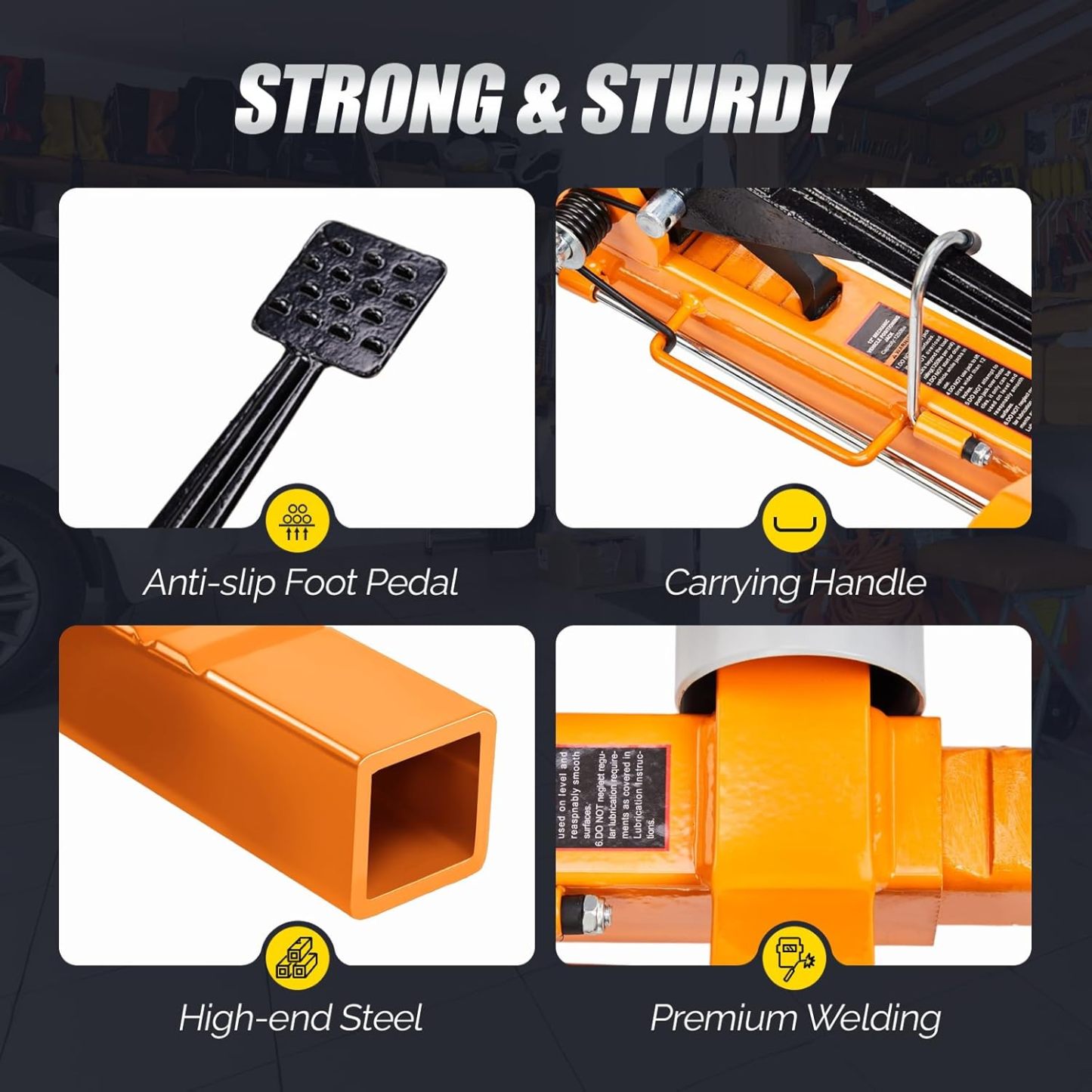 TUFFIOM Car Wheel Dolly Jack Set of 2, Mechanical 3000-lbs Car Skates, 12'' Wheel Vehicle Positioning Jack, Heavy Duty Rollers with Ratcheting Foot Pedal for Tire Auto Repair Moving, Orange