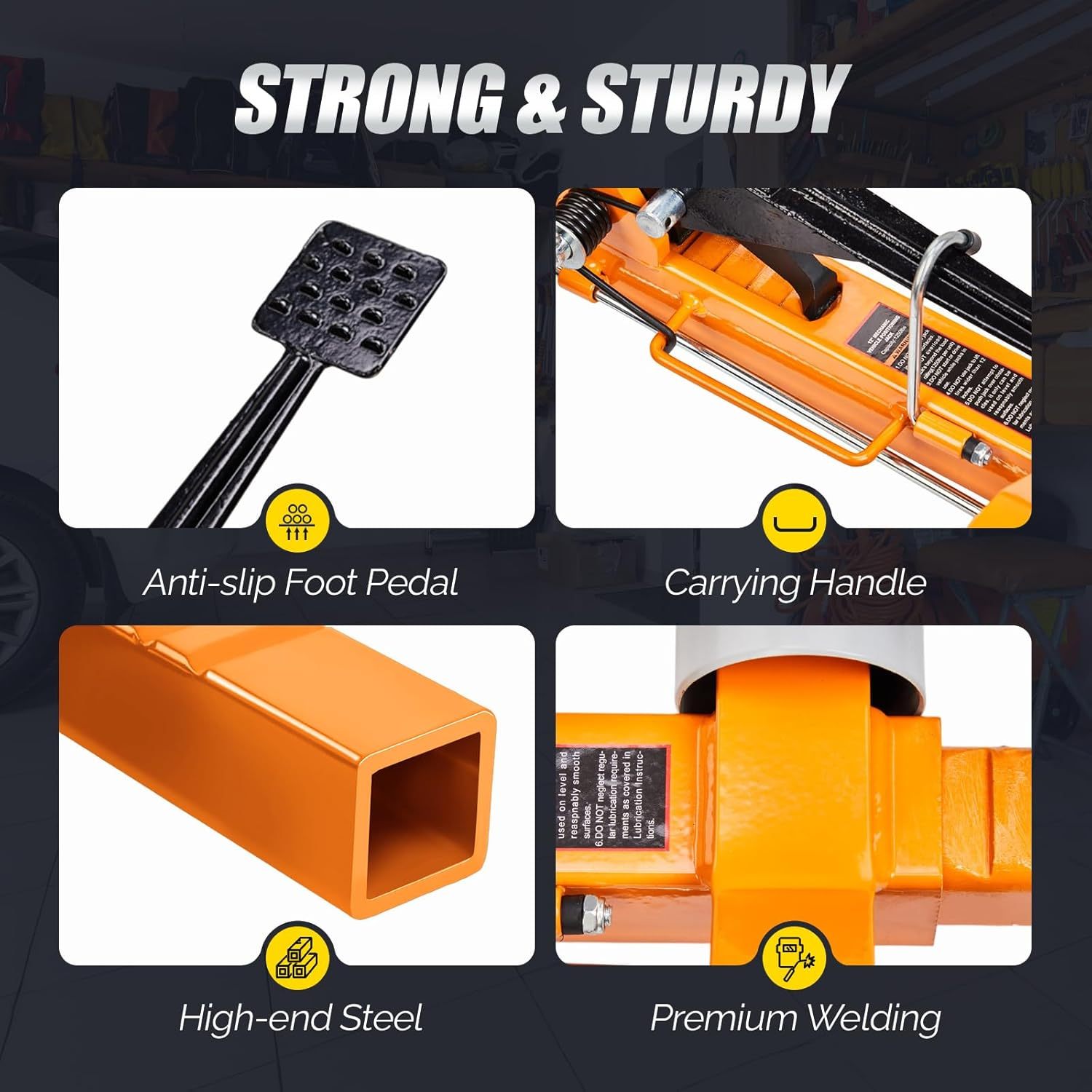 TUFFIOM Car Wheel Dolly Jack Set of 2, Mechanical 3000-lbs Car Skates, 12'' Wheel Vehicle Positioning Jack, Heavy Duty Rollers with Ratcheting Foot Pedal for Tire Auto Repair Moving, Orange