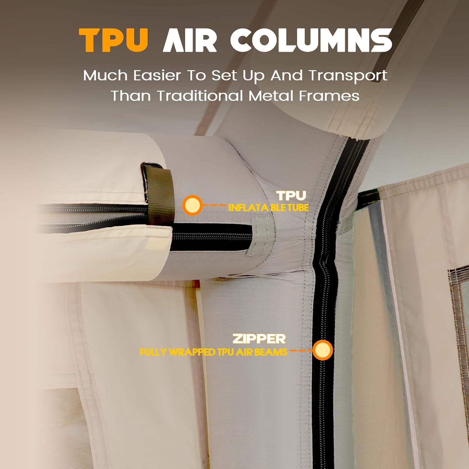 Inflatable Tent with Skylight, Quick Setup Blow Up Tents with Pump, Hot Tent with Stove Jack, Waterproof Oxford Inflatable House for Camping, Air Glamping Tents for Camping Adult 4-6 Person