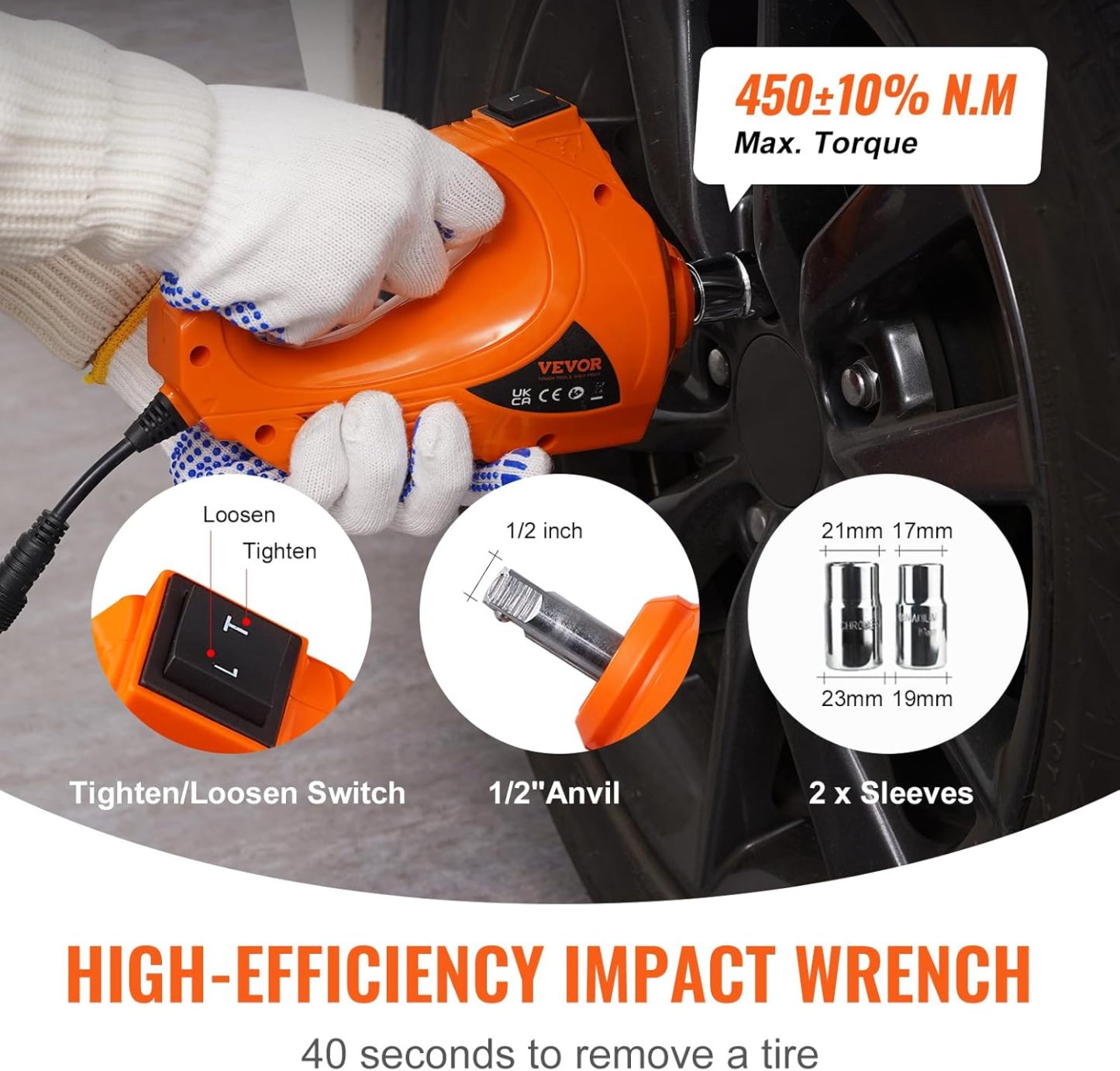 VEVOR Electric Car Jack,Hydraulic Jack Lift with Electric Impact Wrench, Built-in Inflatable Pump, and LED Light for SUV MPV Sedan Truck Change Tires