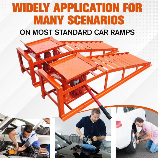 2 Pack Hydraulic Car and Truck Service Ramps,Low Profile Car Lift Service Ramps for Oil Changes,11000 Lbs (5 Tons), Adjustable Lift Height 9.8" to 16.21", Home Garage,Vehicle Auto Garage