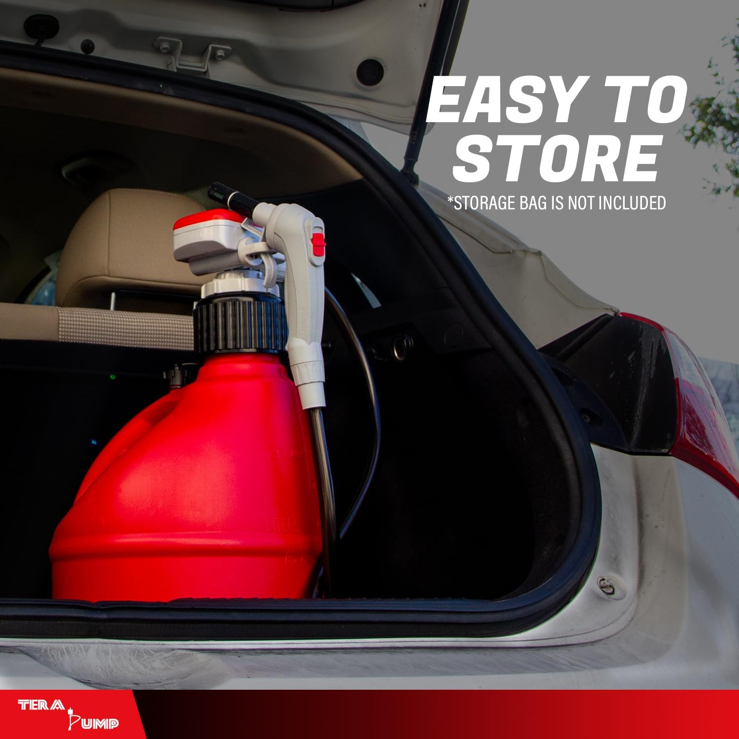 TERA PUMP TRFA03-XL Universal Gas Can Adapter Cap Battery Powered Fuel Transfer Pump (2.3 GPM) No Spill Sensor, 4.27 ft Vinyl Hose, Utility Jug Adapter, Power Nozzle, 4x AA Power