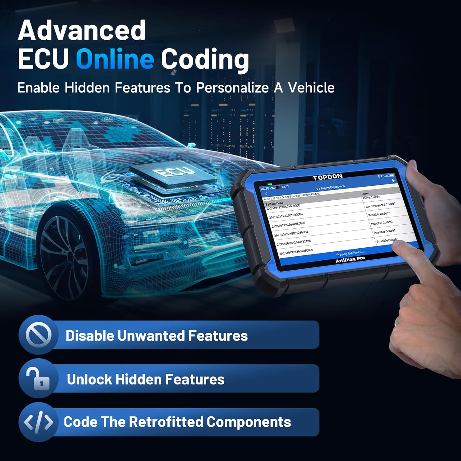 TOPDON ArtiDiag Pro OBD2 Scanner Diagnostic Tool, Bidirectional Scan Tool with ECU Coding, 35+ Services, V.A.G Guided, FCA SGW, Can FD DoIP/All System Diagnosis