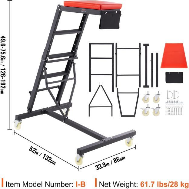 VEVOR Top Automotive Creeper, Engine Creeper 42.5"-64.8", 400 LBS Capacity High Top Creeper, 4 Swivel Caster Wheels, Padded Deck, Creeper for Home Garage, Workshop Repair Maintenance