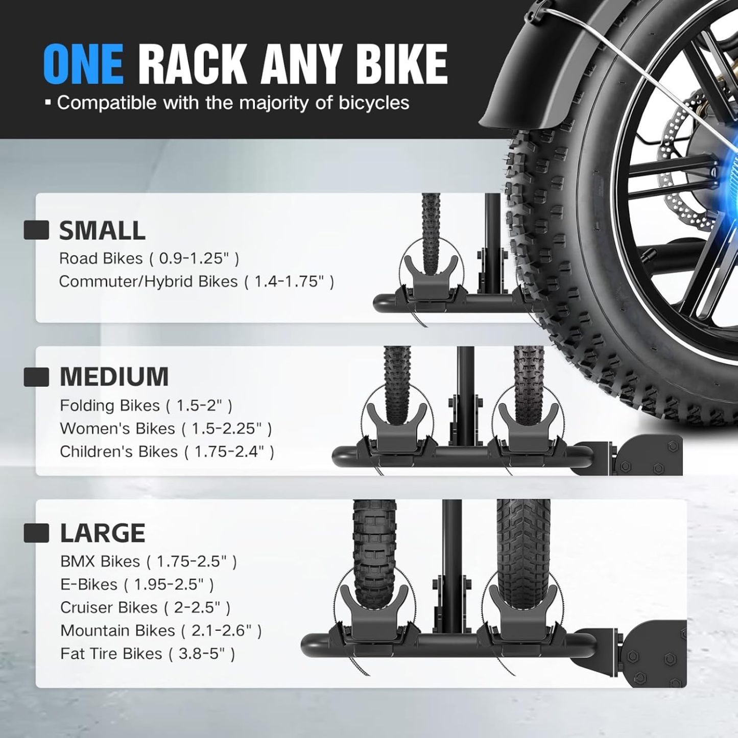 2 EBike Rack with Cross Bar, 200 LBS Capacity Electric Bicycle Racks with Ramp, 5" Fat Tire Carrier, Lockable & Foldable Bike Racks Platform, Fits 2" Standard Hitch for SUVs Cars Trucks Vans