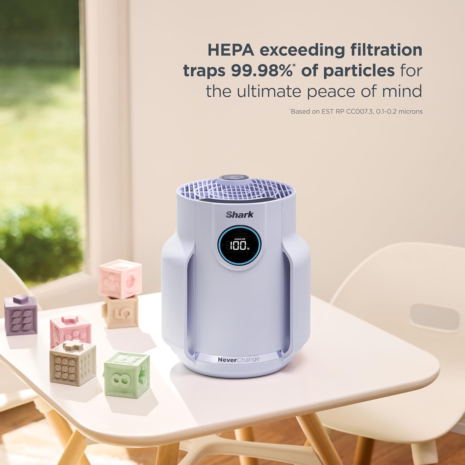Shark Air Purifier for Home, NeverChange Max, for Large Room, Kitchen, Home Office, HEPA-Exceeding Filter, Captures Pollutants, Pet Dander, Dust, Odor, Smoke, and More, HP301