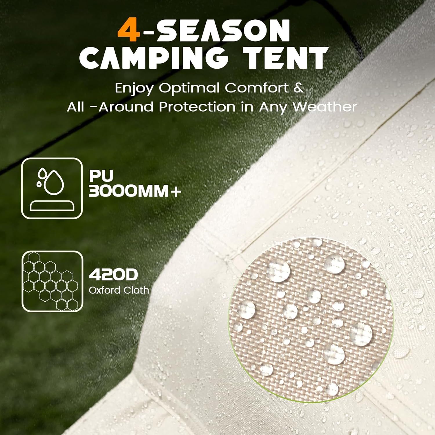 Inflatable Tent with Skylight, Quick Setup Blow Up Tents with Pump, Hot Tent with Stove Jack, Waterproof Oxford Inflatable House for Camping, Air Glamping Tents for Camping Adult 4-6 Person