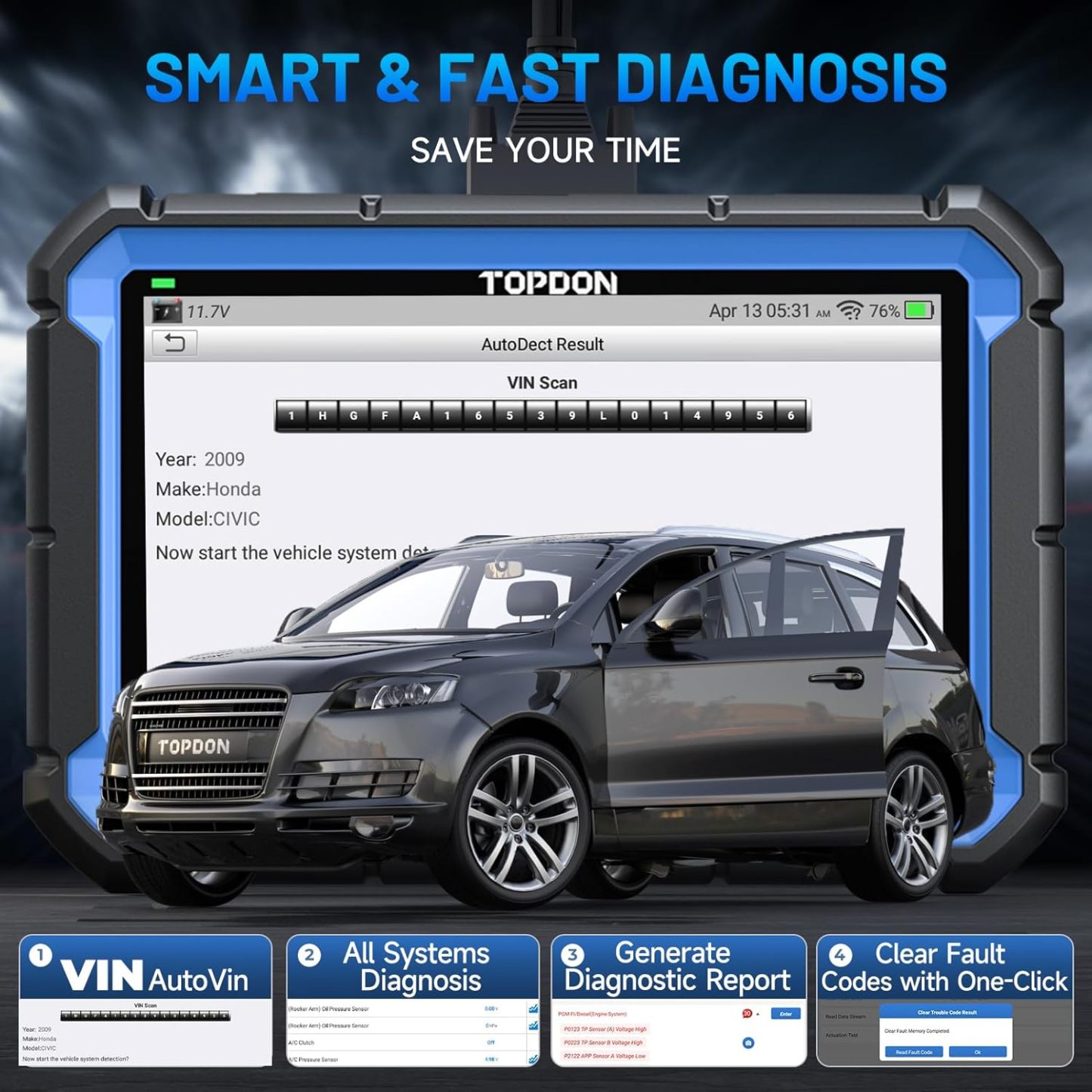 TOPDON ArtiDiag Pro OBD2 Scanner Diagnostic Tool, Bidirectional Scan Tool with ECU Coding, 35+ Services, V.A.G Guided, FCA SGW, Can FD DoIP/All System Diagnosis