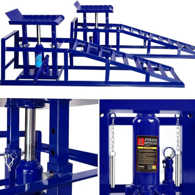 2 Pack Hydraulic Car and Truck Service Ramps,Low Profile Car Lift Service Ramps for Oil Changes,11000 Lbs (5 Tons), Adjustable Lift Height 9.8" to 16.21", Home Garage,Vehicle Auto Garage