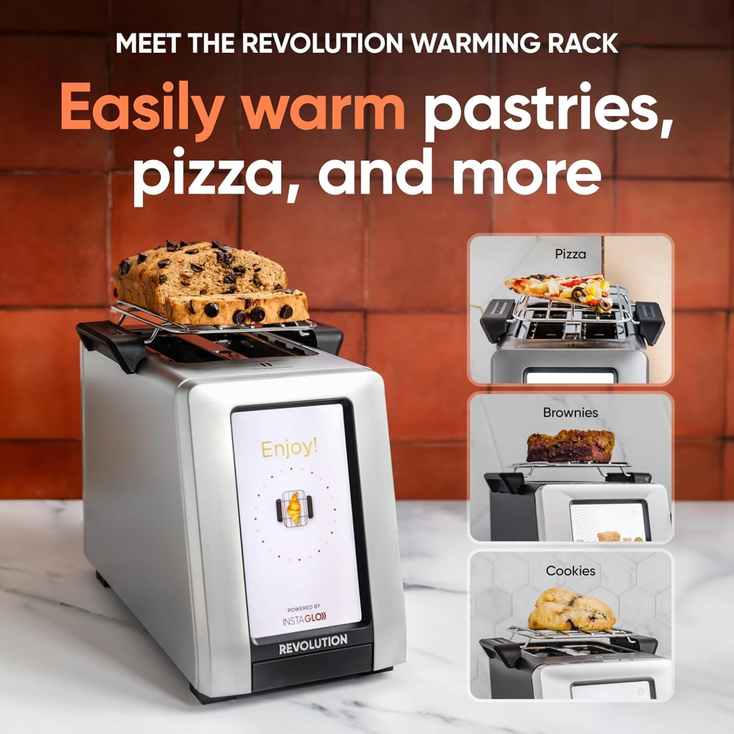 Revolution R180 Connect Plus Smart Toaster with Touchscreen (Bundle with Toastie Press & Warming Rack) Choose from 40+ Bread Types, 7 Browning Levels, & Toastie Press Mode