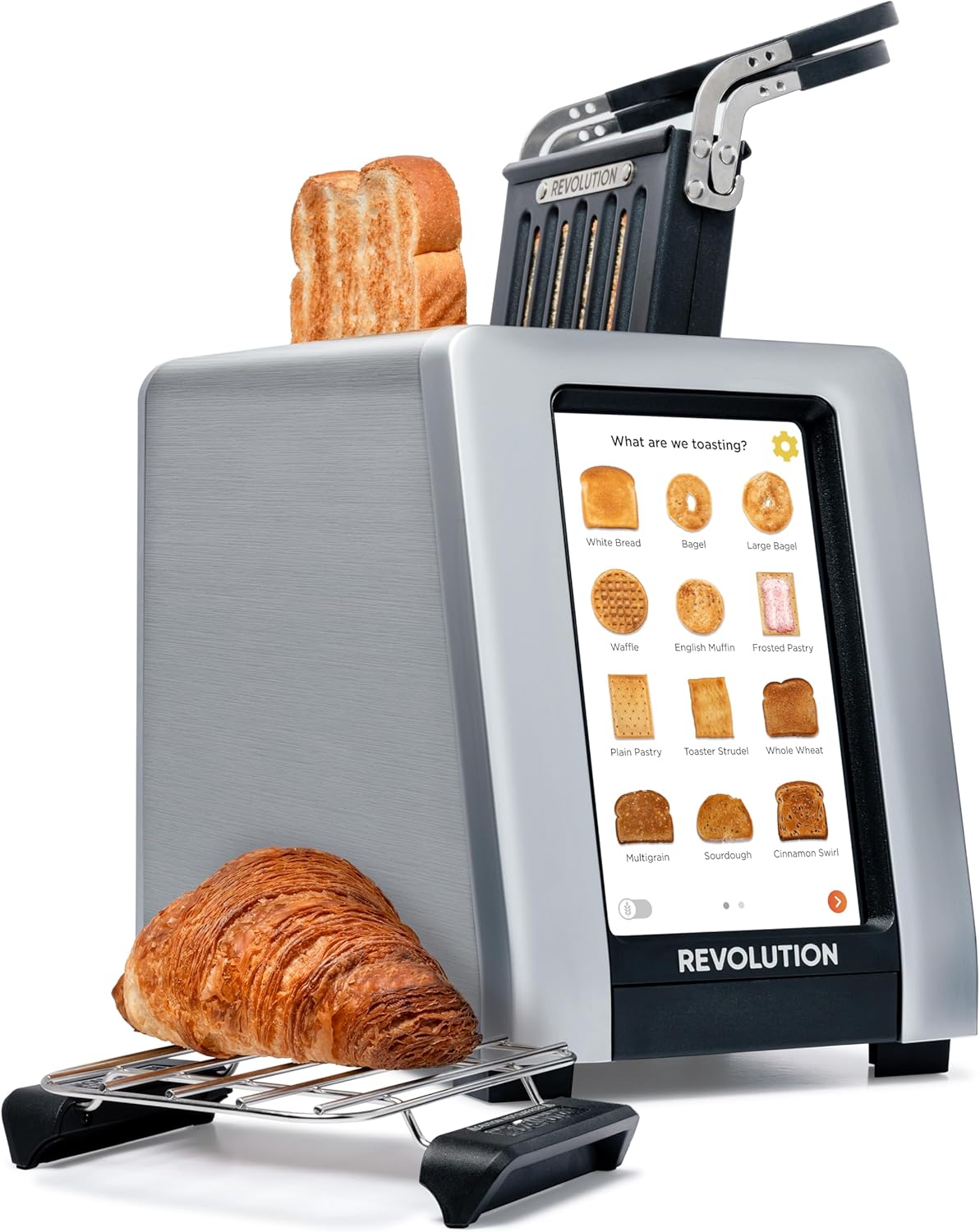 Revolution R180 Connect Plus Smart Toaster with Touchscreen (Bundle with Toastie Press & Warming Rack) Choose from 40+ Bread Types, 7 Browning Levels, & Toastie Press Mode