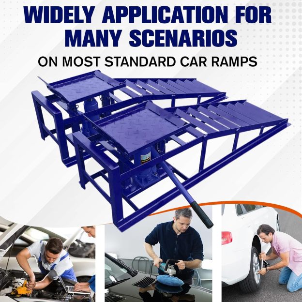 2 Pack Hydraulic Car and Truck Service Ramps,Low Profile Car Lift Service Ramps for Oil Changes,11000 Lbs (5 Tons), Adjustable Lift Height 9.8" to 16.21", Home Garage,Vehicle Auto Garage