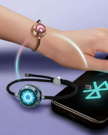 Couple Bracelet for Long Distance, Vibration & Lighting, Bluetooth Pair, Stainless Steel