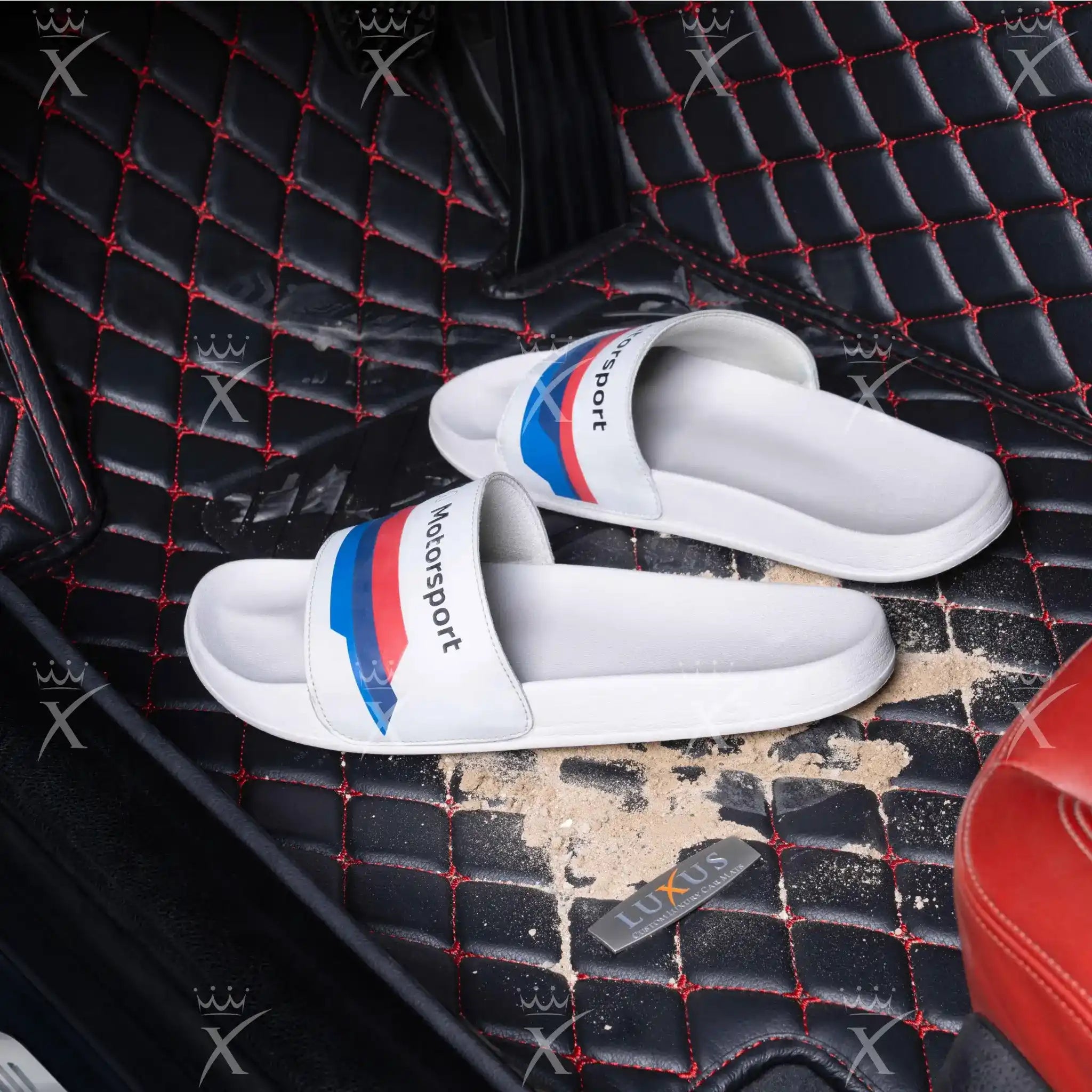 Black & Beige Stitching Diamond & Black Carpet | Double Layer Luxury Car Mats Set