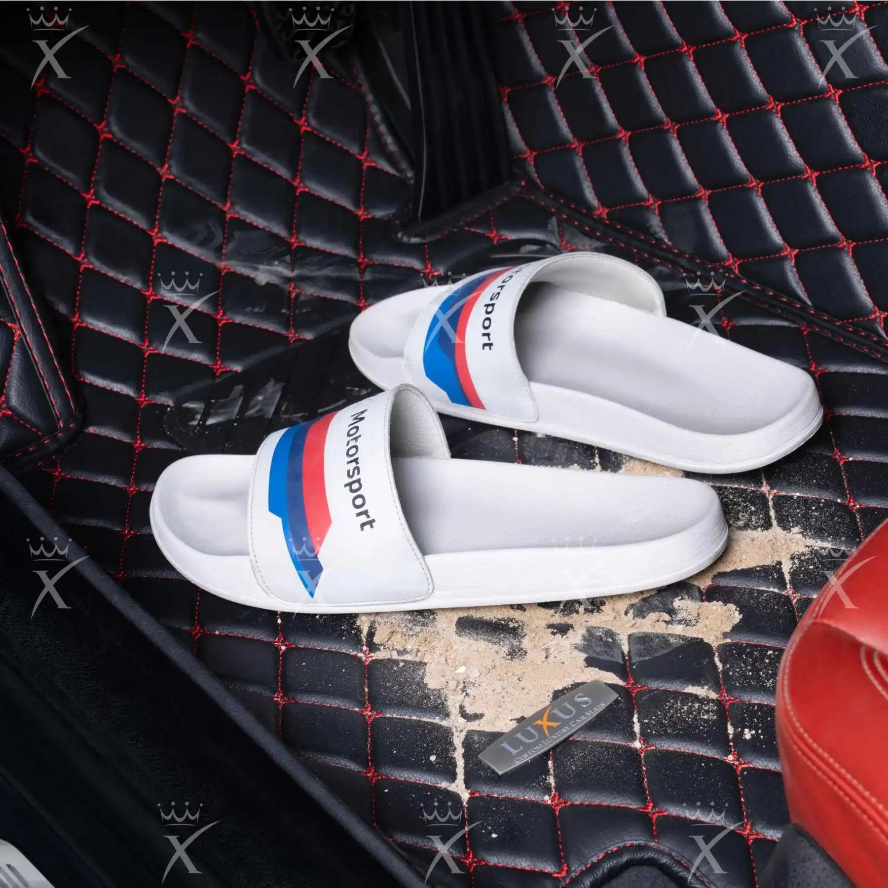 Black & Beige Stitching Diamond & Black Carpet | Double Layer Luxury Car Mats Set