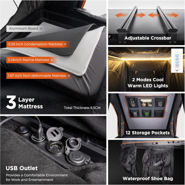 BAMACAR Naturnest Rooftop Tent Hard Shell, Nature Nest Roof Top Tent Hardshell Rooftop Tents for Jeep SUV Truck Van Car Camping Roof Rack Overland Hard Shell Car Top Tents