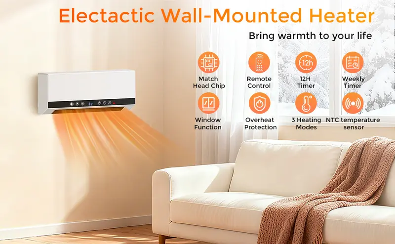 Product Introduction of R.W.FLAME Wall Heater for Bathroom, 1500W Wall Mount Electric Heater with Remote Control, 24-Hour Timer, Weekly Timers, Easy to Mount for Bedroom, Office, And Home 0