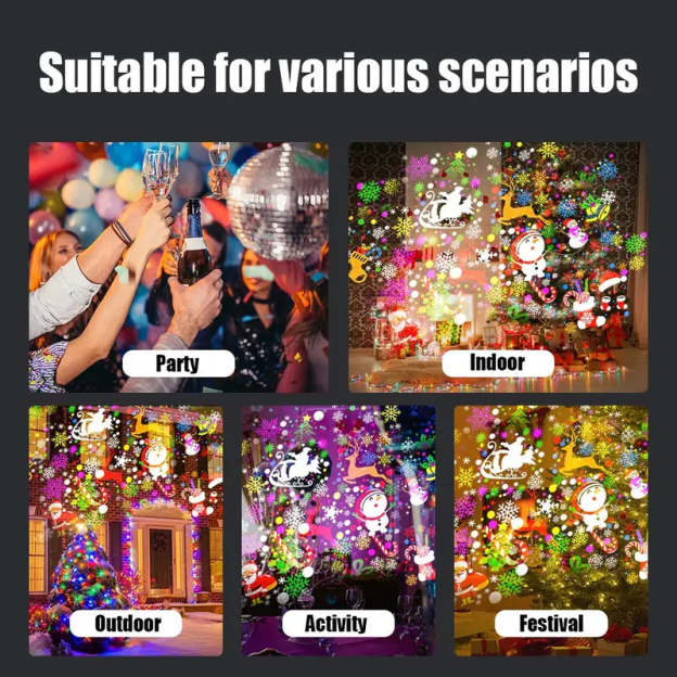 Christmas LED Projector Light — 16 Dynamic Patterns, USB Powered