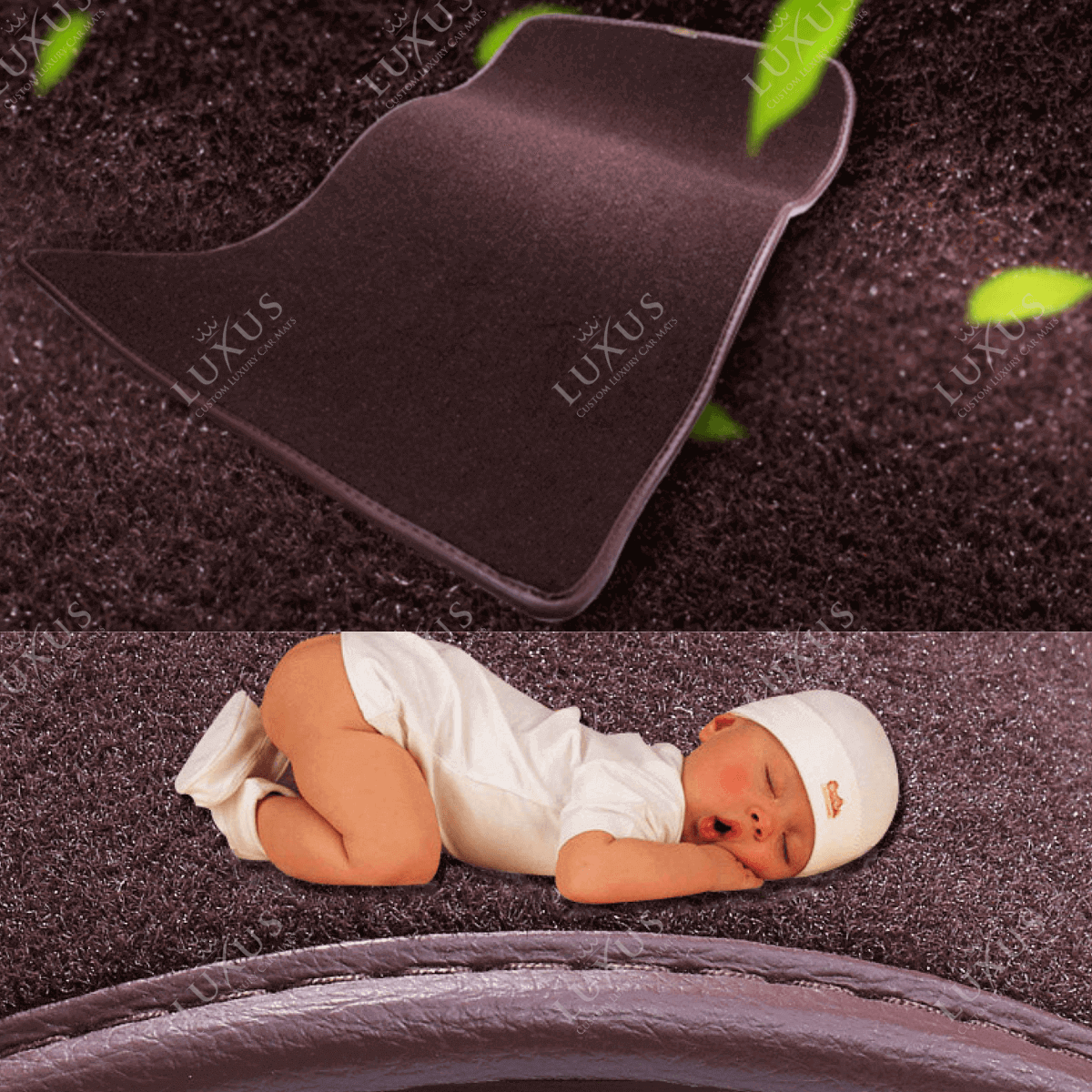 Black & Beige Stitching Diamond & Black Carpet | Double Layer Luxury Car Mats Set