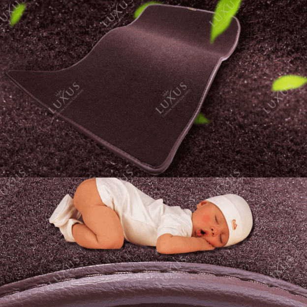 Black & Beige Stitching Diamond & Black Carpet | Double Layer Luxury Car Mats Set