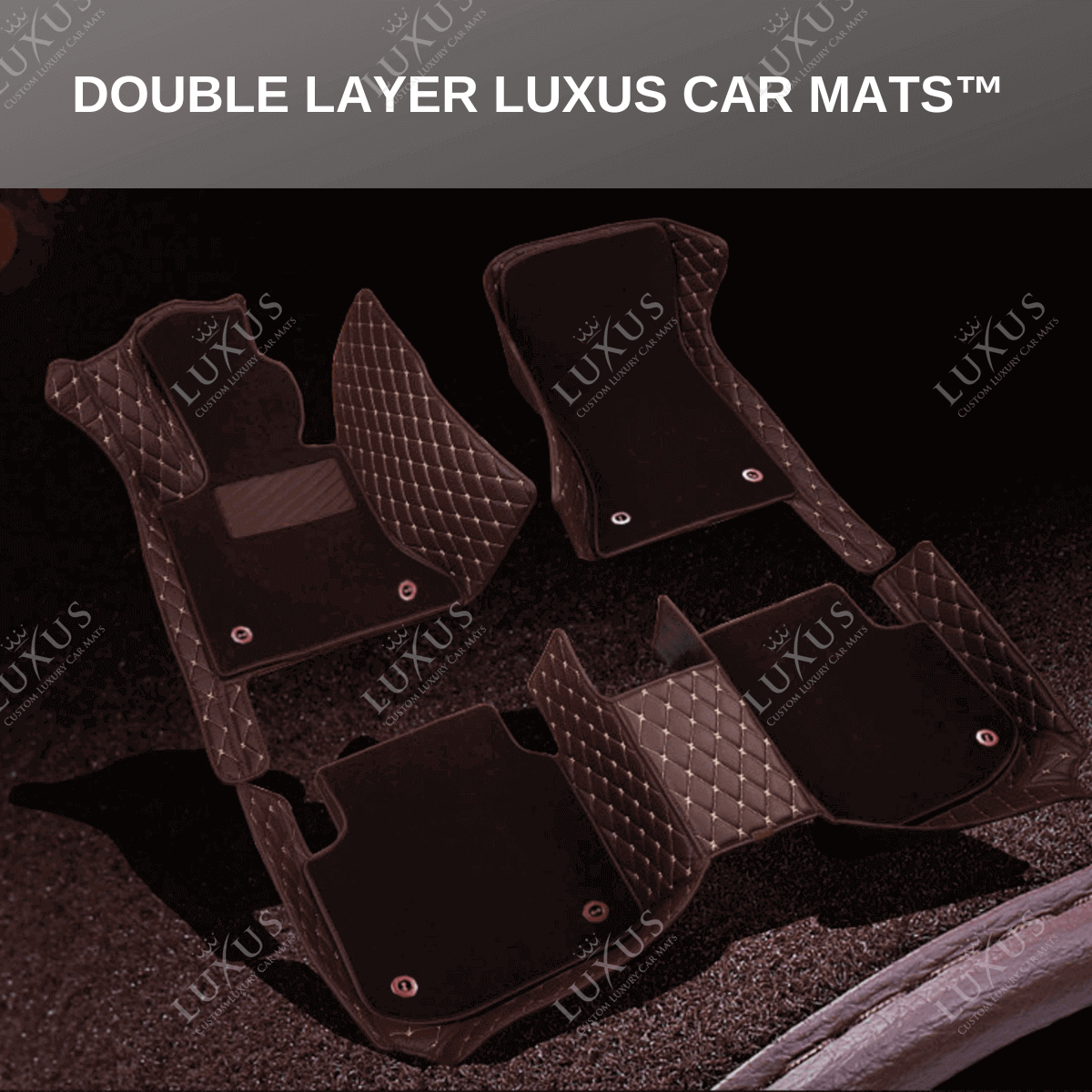 Black & Beige Stitching Diamond & Black Carpet | Double Layer Luxury Car Mats Set